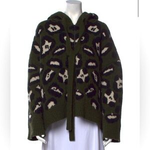 ZADIG & VOLTAIRE Green Animal Print Zip up Sweater with Hood M/L